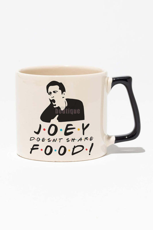 Joey Doesnt Share Food Friends Baskılı Siyah Kulplu Modern Seramik Kupa