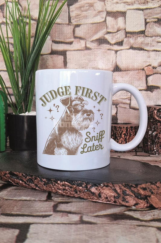 Judge First Sniff Later Yazılı Komik Köpek Hediyelik Baskılı Çay Kahve Sunum Kupa Bardak