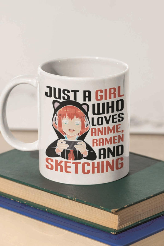 Just A Girl Who Loves Anime Ramen Baskılı Hediyelik Kupa Bardak