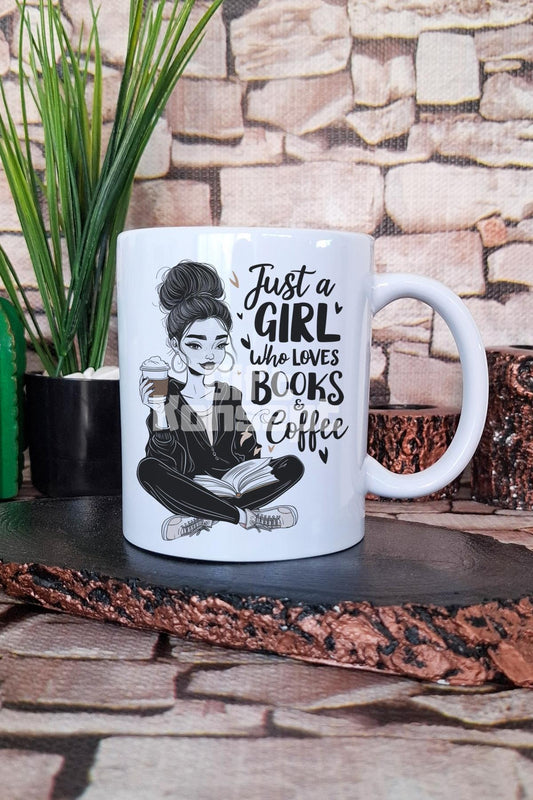 Just A Girl Who Loves Books Coffee 2 Baskılı Kitap Kahve Hediye Baskılı Kupa Bardak
