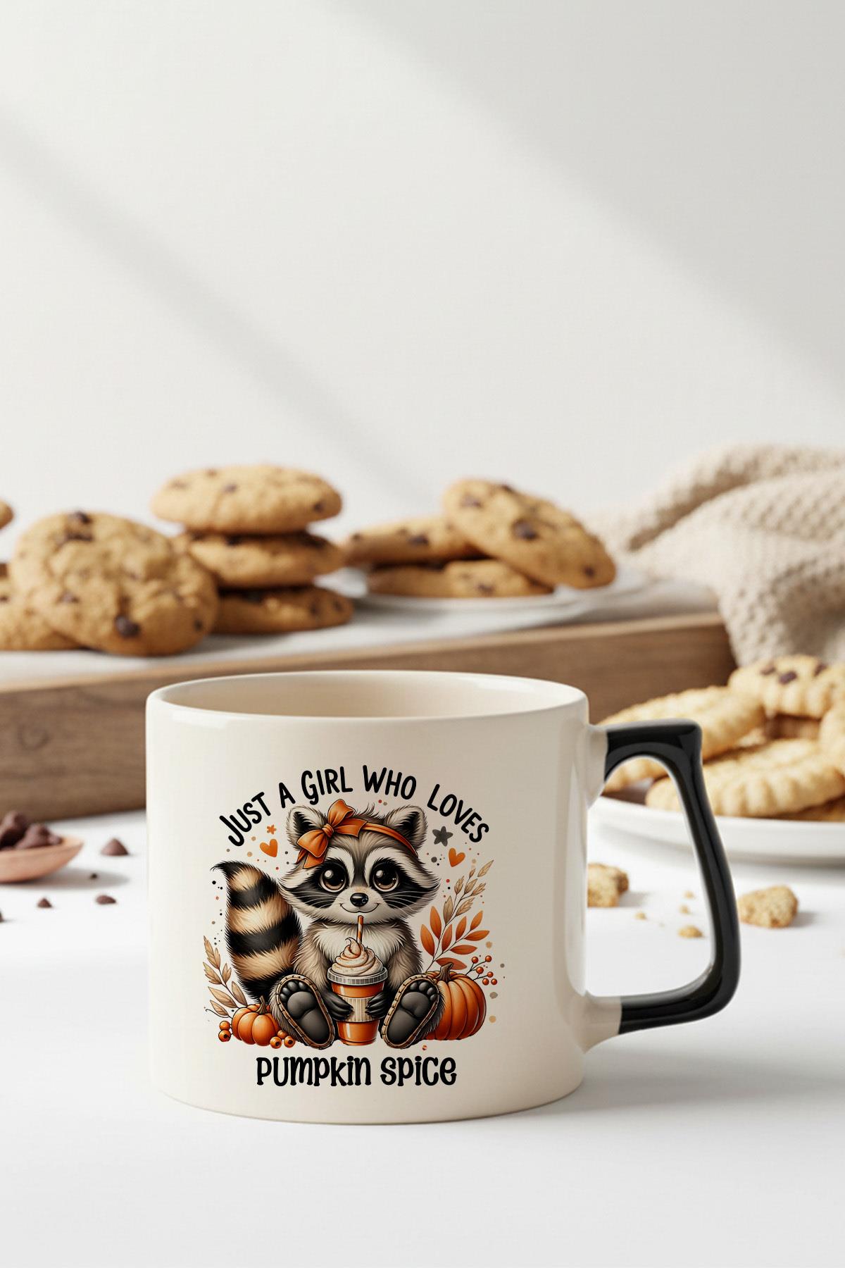 Just A Girl Who Loves Pumpkin Spice Baskılı Siyah D Kulplu Kupa Bardak