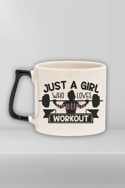 Just A Girl Who Loves Workout Baskılı Gym Spor Kız Hediyelik Kulplu Kupa Bardak
