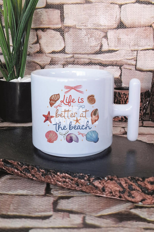 Just Go With The Flow Baskılı T Kulplu Latte Fincanı Kupa Bardak