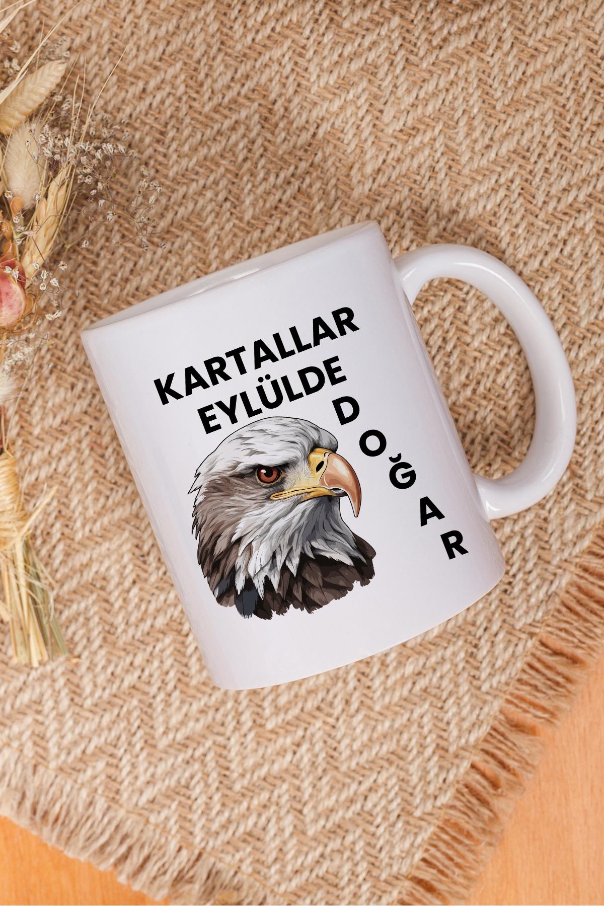 Kartallar Eylülde Doğar Yazı Baskılı Doğum Günü Hediyelik Eğlenceli Beyaz Kupa Bardak