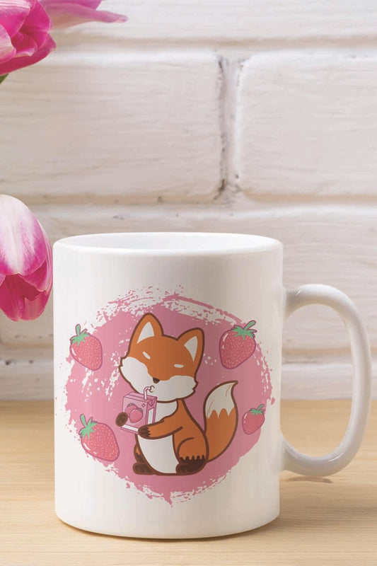 Kawai Sevimli Tilki Anime Baskılı Hediyelik Kupa Bardak