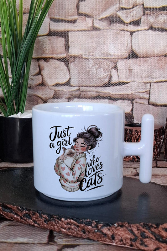 Kedi Esprili Kedisever Kedi Sahibi Eğlenceli Hediyelik Baskılı T Kulplu Latte Fincanı Kupa Bardak