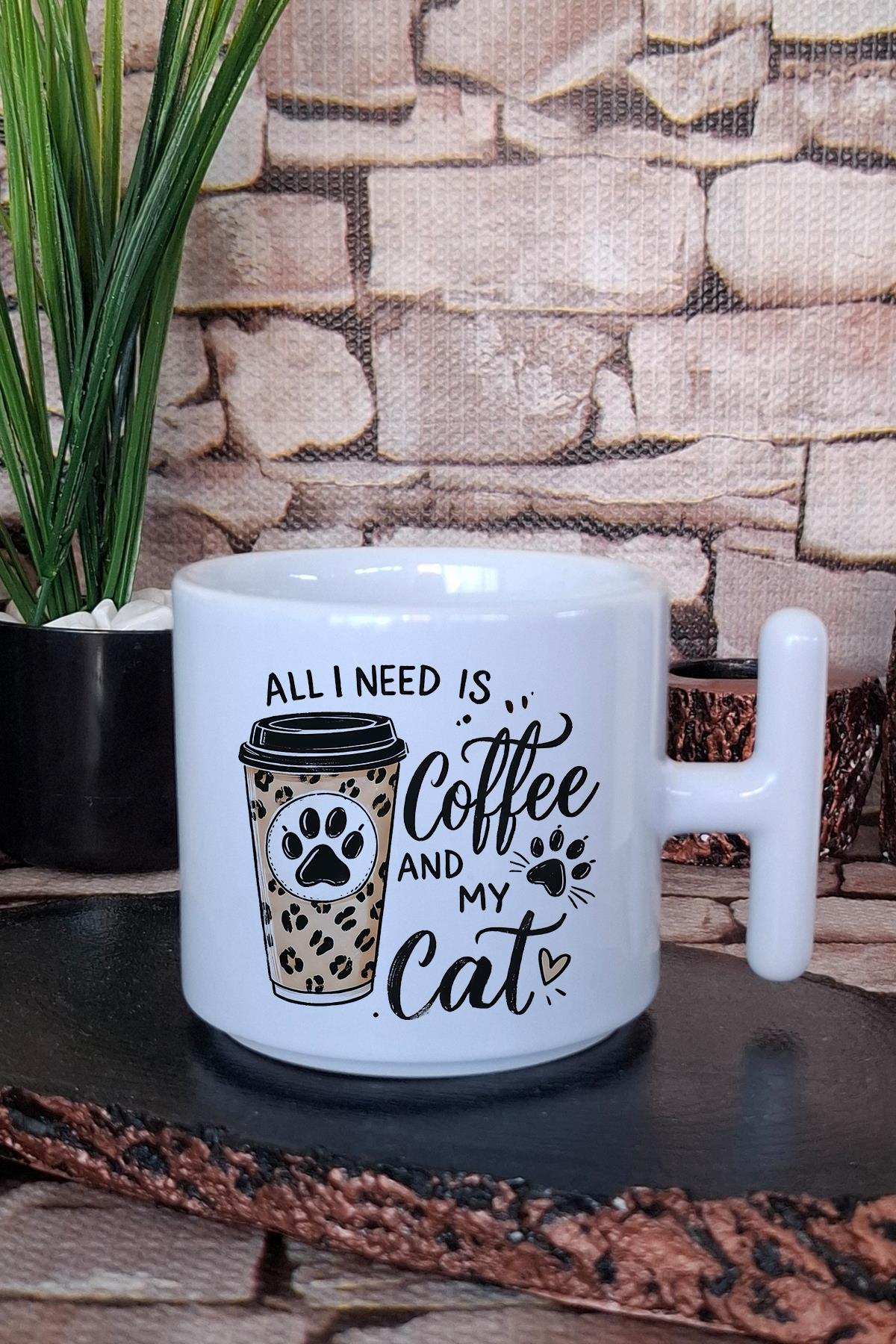 Kedi Komik Eğlenceli Esprili Kedi Sahibi Hediye Baskılı T Kulplu Latte Fincanı Kupa Bardak