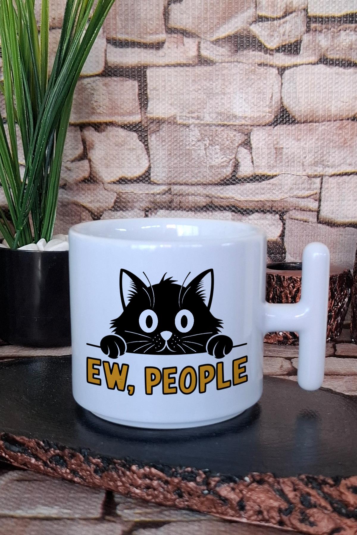 Kedi Komik Esprili Kedisever Kedi Sahibi Uykulu Hediye Baskılı T Kulplu Latte Fincanı Kupa Bardak