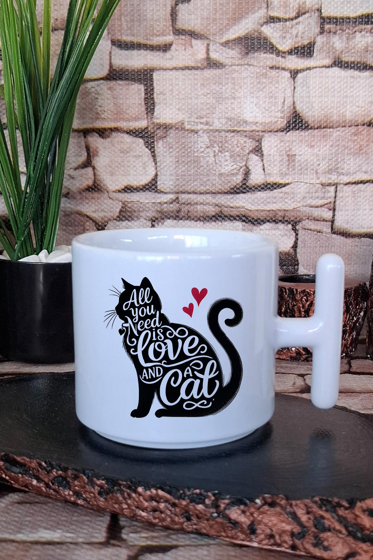 Kedi Komik Esprili Kedisever Kedi Sahibi Akıllıca Hediye Baskılı T Kulplu Latte Fincanı Kupa Bardak