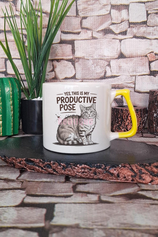 Kedi Komik Esprili Kedisever Kedi Sahibi Eğlenceli Hediyelik Kulplu Kupa Bardak