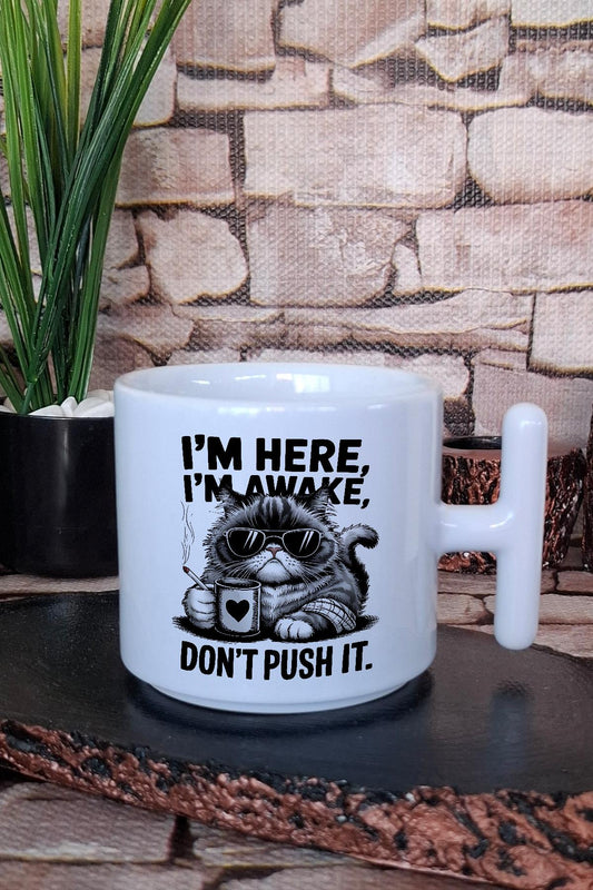 Kedi Komik Esprili Kedisever Lezzet Düşkünü Hediye Baskılı T Kulplu Latte Fincanı Kupa Bardak