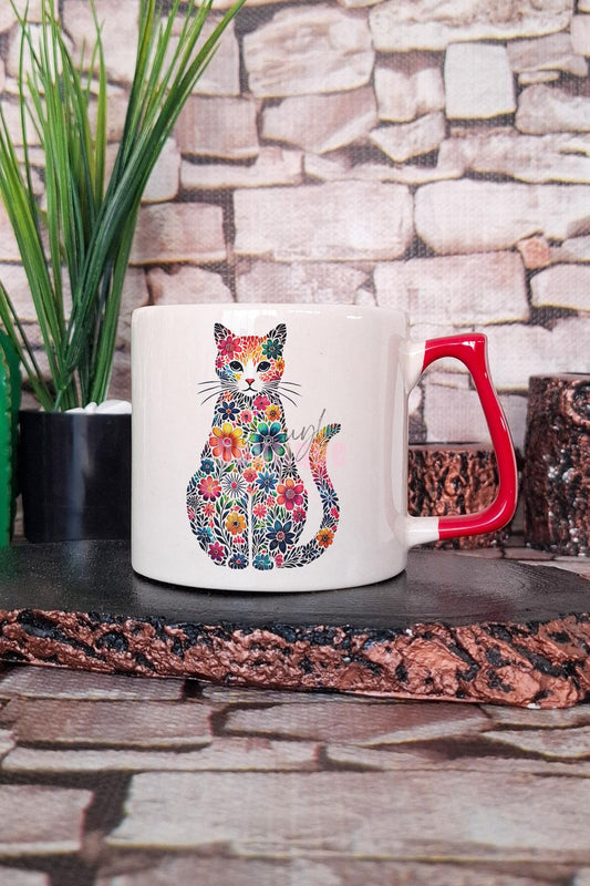 Kedi Komik Figürlü Esprili Kedisever Kedi Sahibi Karakteri Hediyelik Kulplu Kupa Bardak