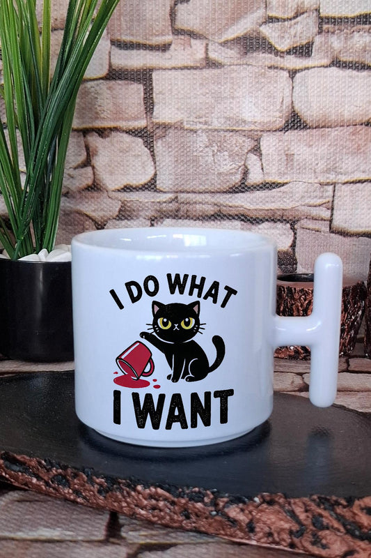 Kedi Komik Modern Esprili Kedi Sahibi Dizaynı Hediye Baskılı T Kulplu Latte Fincanı Kupa Bardak