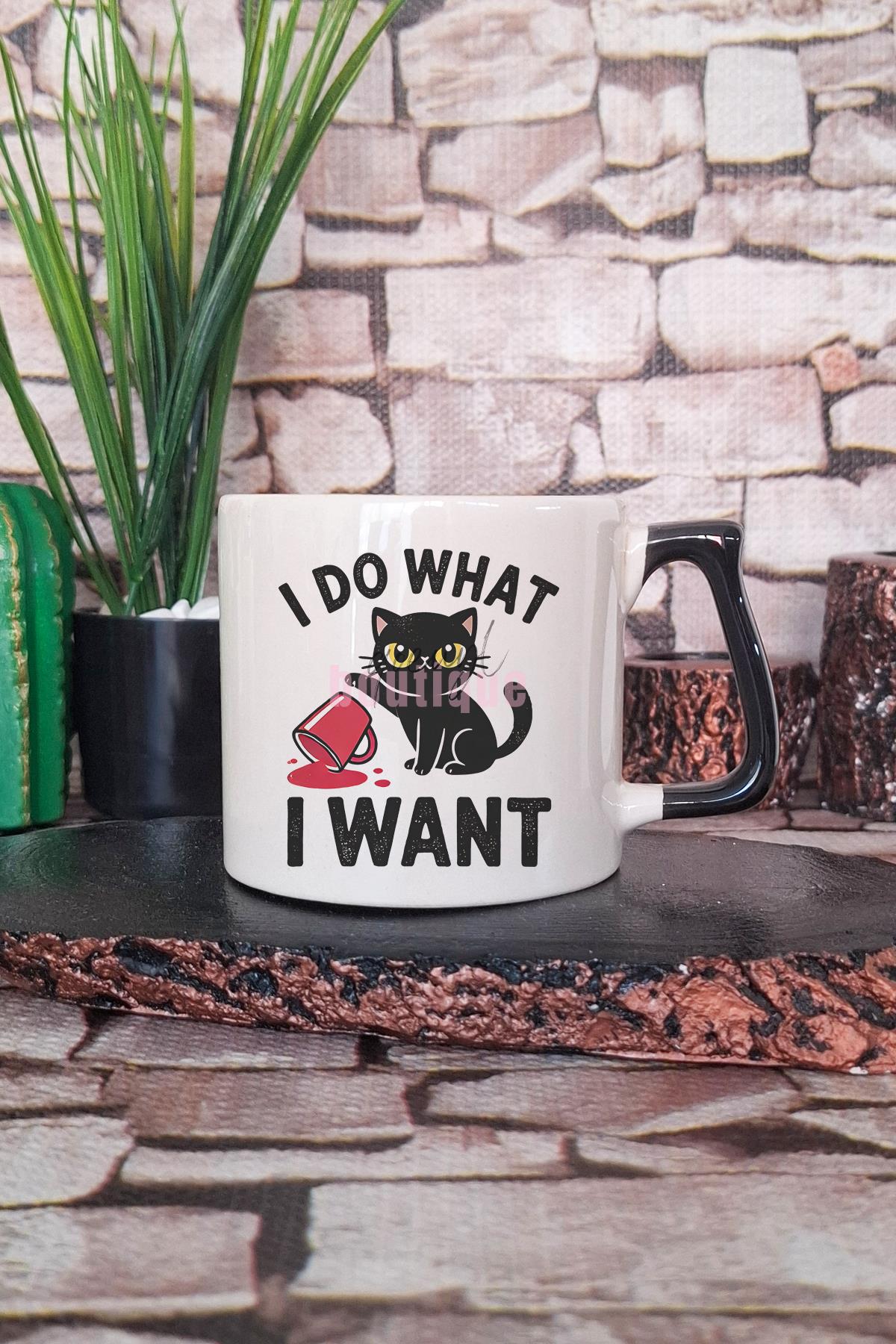 Kedi Komik Modern Esprili Kedisever Kedi Sahibi Dizaynı Hediyelik Kulplu Kupa Bardak