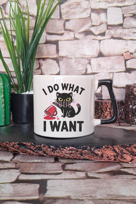 Kedi Komik Modern Esprili Kedisever Kedi Sahibi Dizaynı Hediyelik Kulplu Kupa Bardak