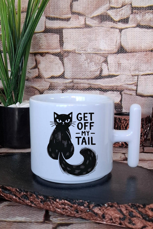 Kedi Komik Retro Esprili Kedisever Hediyelik Baskılı T Kulplu Latte Fincanı Kupa Bardak