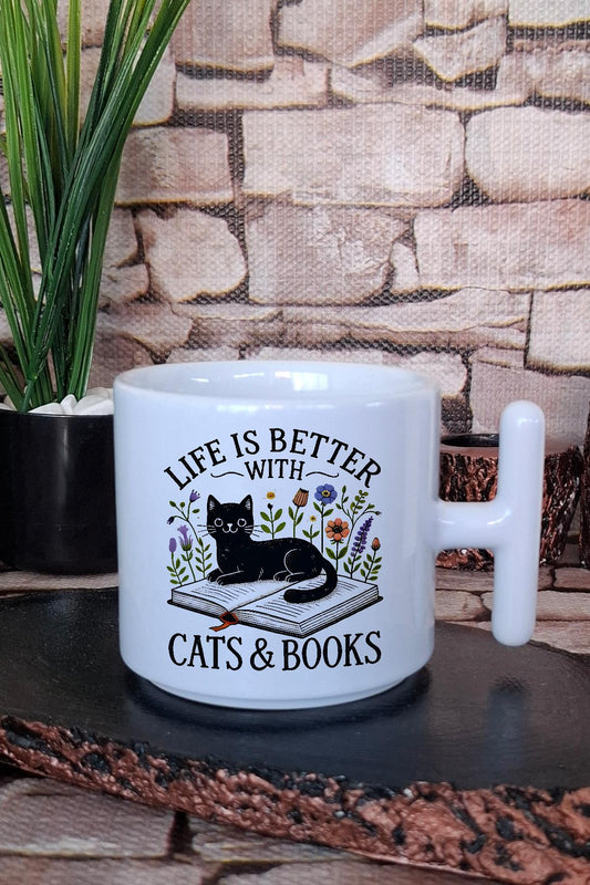 Kedi Komik Soyut Esprili Kedisever Kedi Sahibi Hediye Baskılı T Kulplu Latte Fincanı Kupa Bardak