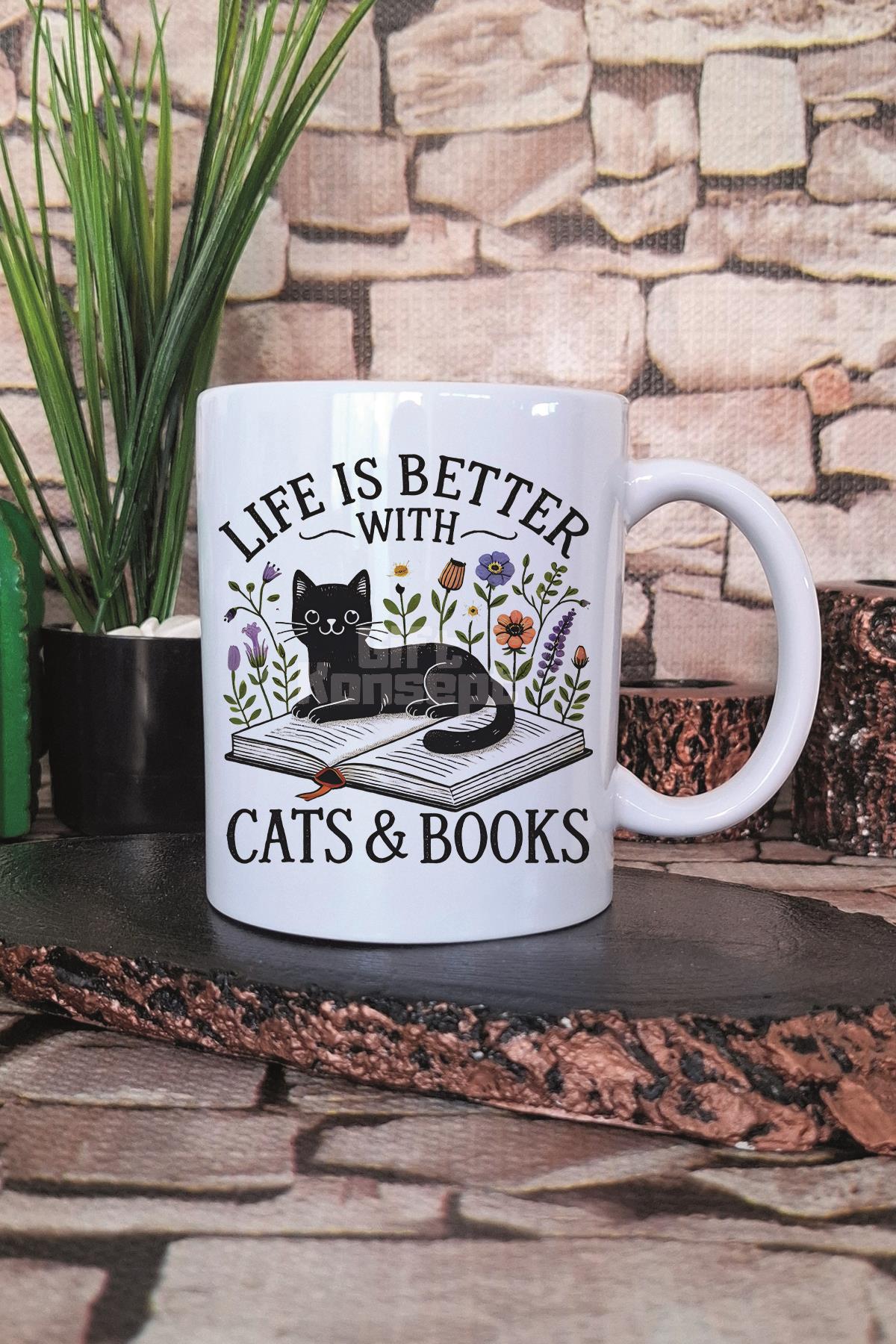 Kedi Komik Soyut Esprili Kedisever Kedi Sahibi Sanatı Hediye Baskılı Kupa Bardak