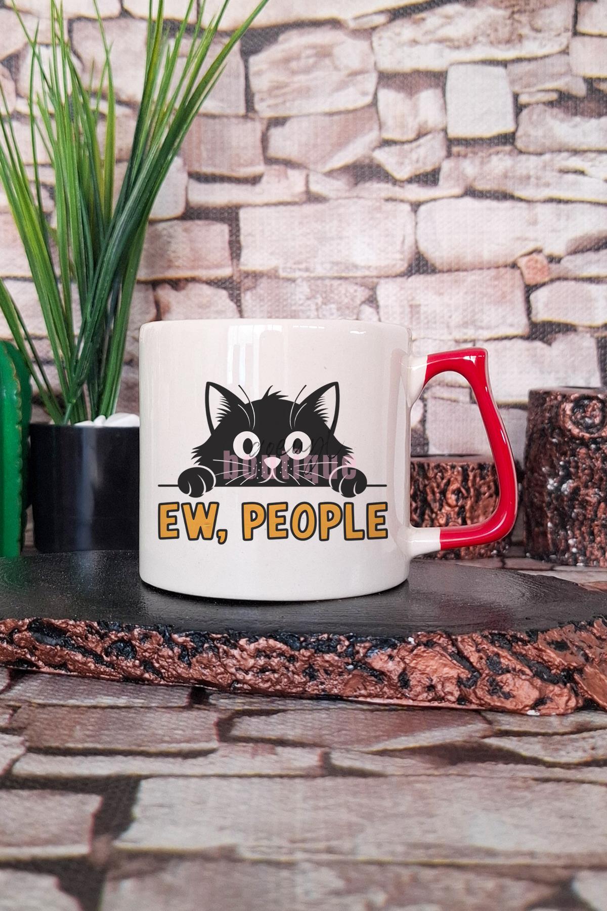 Kedi Komik Uykucu Esprili Kedisever Kedi Sahibi Uykulu Hediyelik Kulplu Kupa Bardak