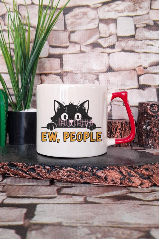 Kedi Komik Uykucu Esprili Kedisever Kedi Sahibi Uykulu Hediyelik Kulplu Kupa Bardak