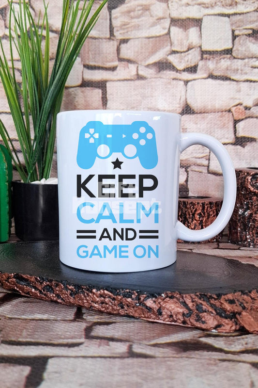 "Keep Calm And Game On" Klasik Oyuncu Motto Hediyelik Baskılı Çay Kahve Sunum Kupa Bardak