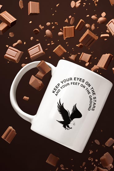 Keep Your Eyes On The Stars, And Your Feet On The Ground Yazılı Kartal Baskılı Kupa Bardak