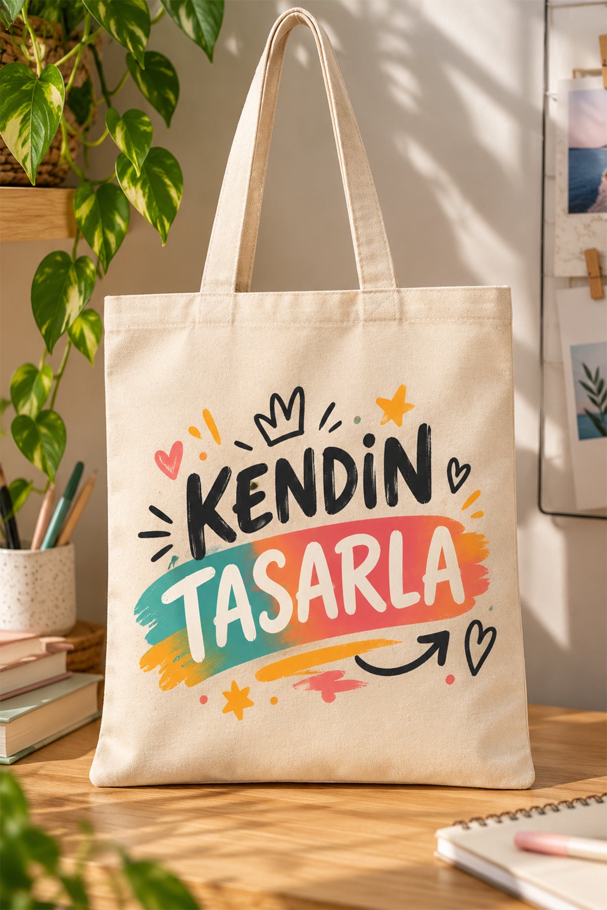 Kendin tasarla kişiye özel baskılı bez çanta