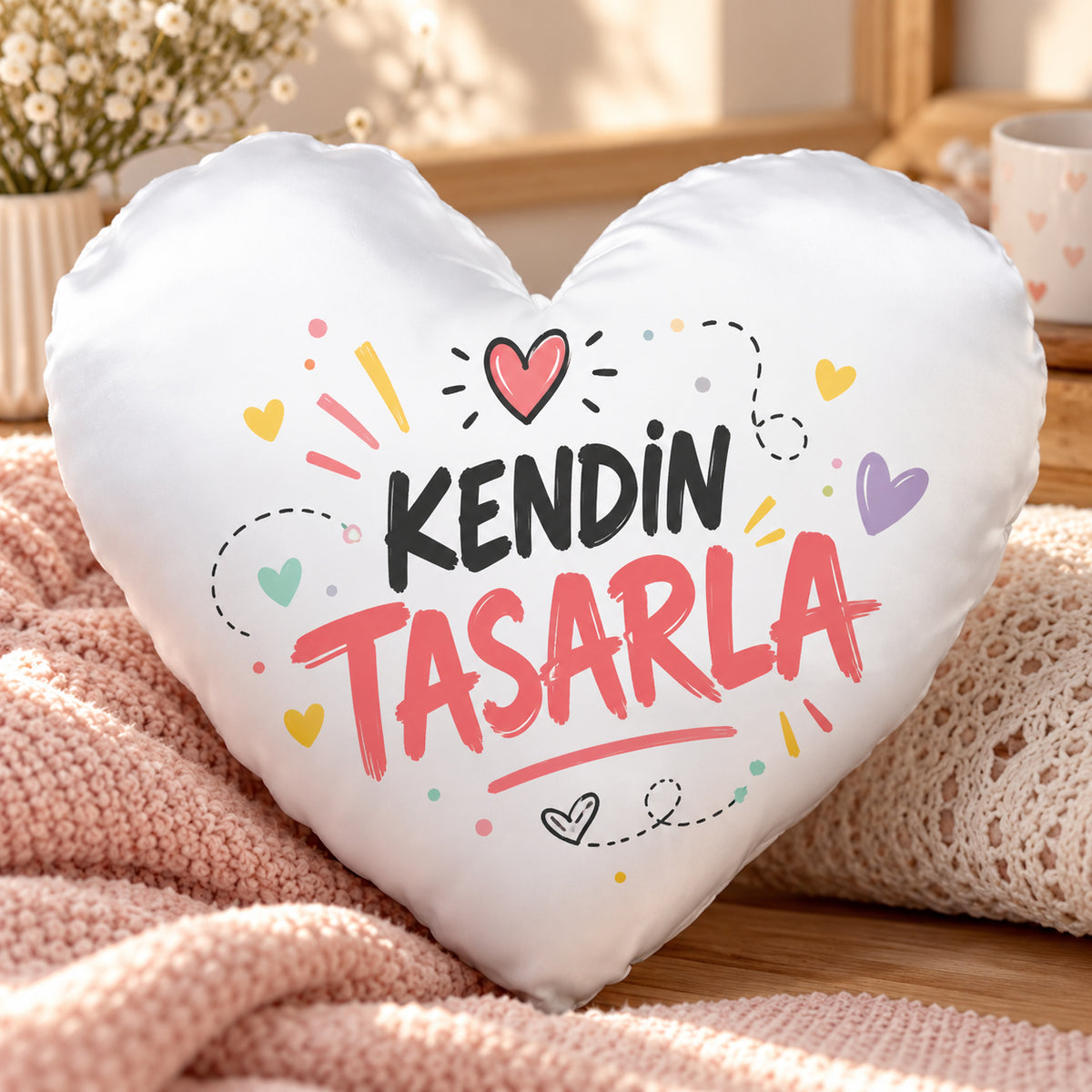 Kendin Tasarla Saten Dekoratif Yastık – Kişiye Özel Baskılı Yastık