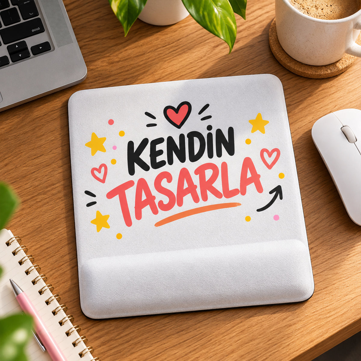 Kendin tasarla 19x23 cm dikdörtgen bilek destekli mousepad