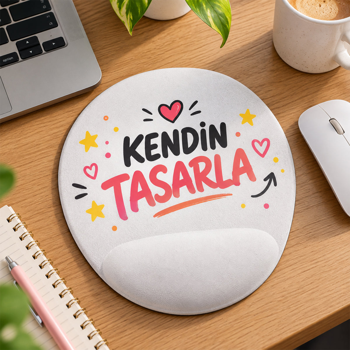 Kendin tasarla 20x22 cm oval bilek destekli mousepad