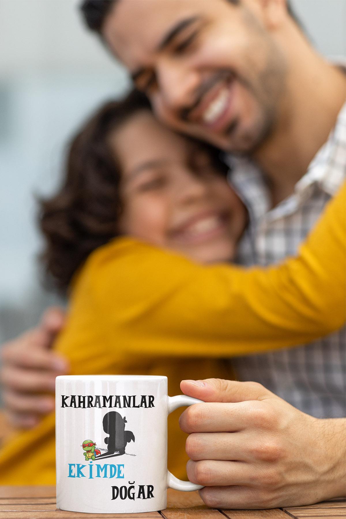 Kırmızı Kahramanlar Ocakta Doğar Baskılı Doğum Günü Babalar Günü Arkadaş, Sevgili Hediyelik Kupa Bardak