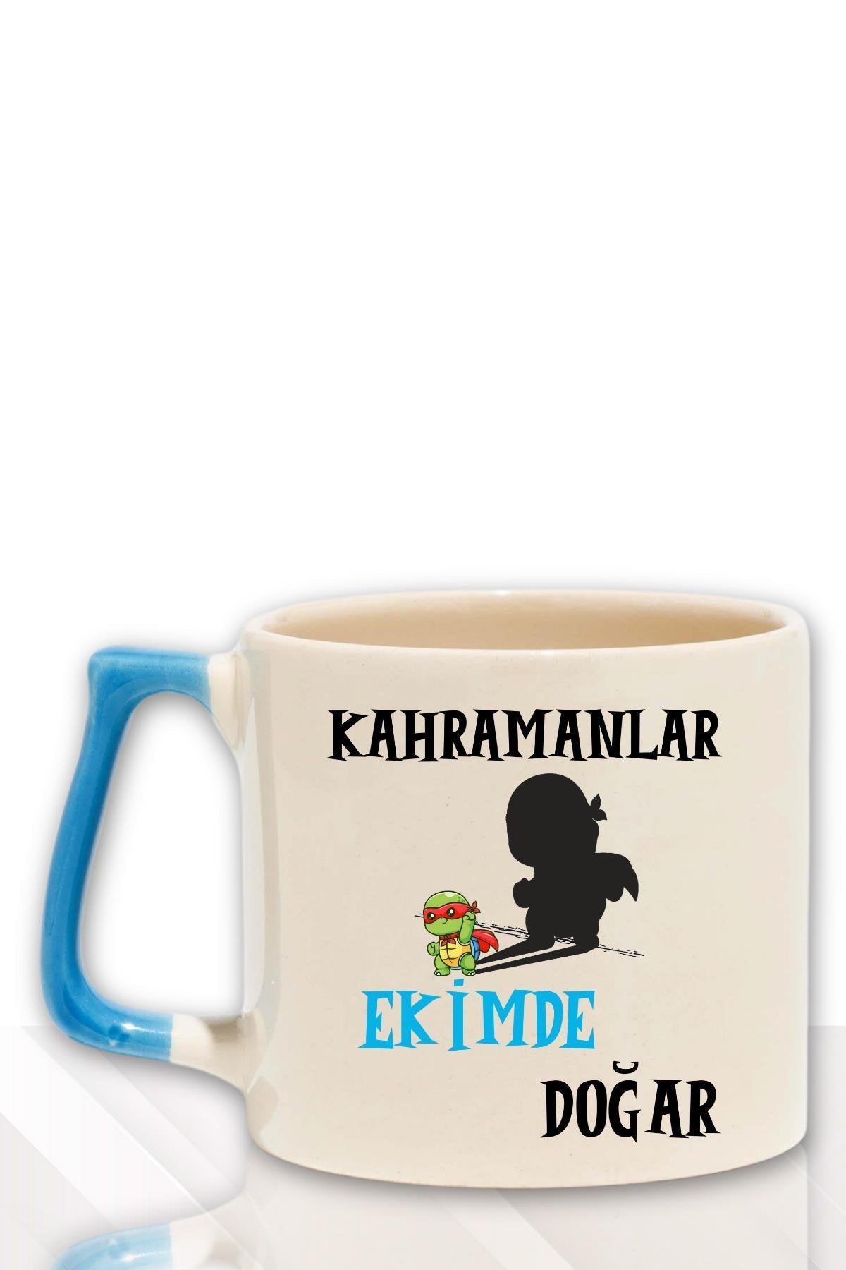 Kırmızı Kulplu Kahramanlar Ocakta Doğar Baskılı Eş Arkadaş Baba Doğum Babalar Gününe Hediyelik Kupa Bardak