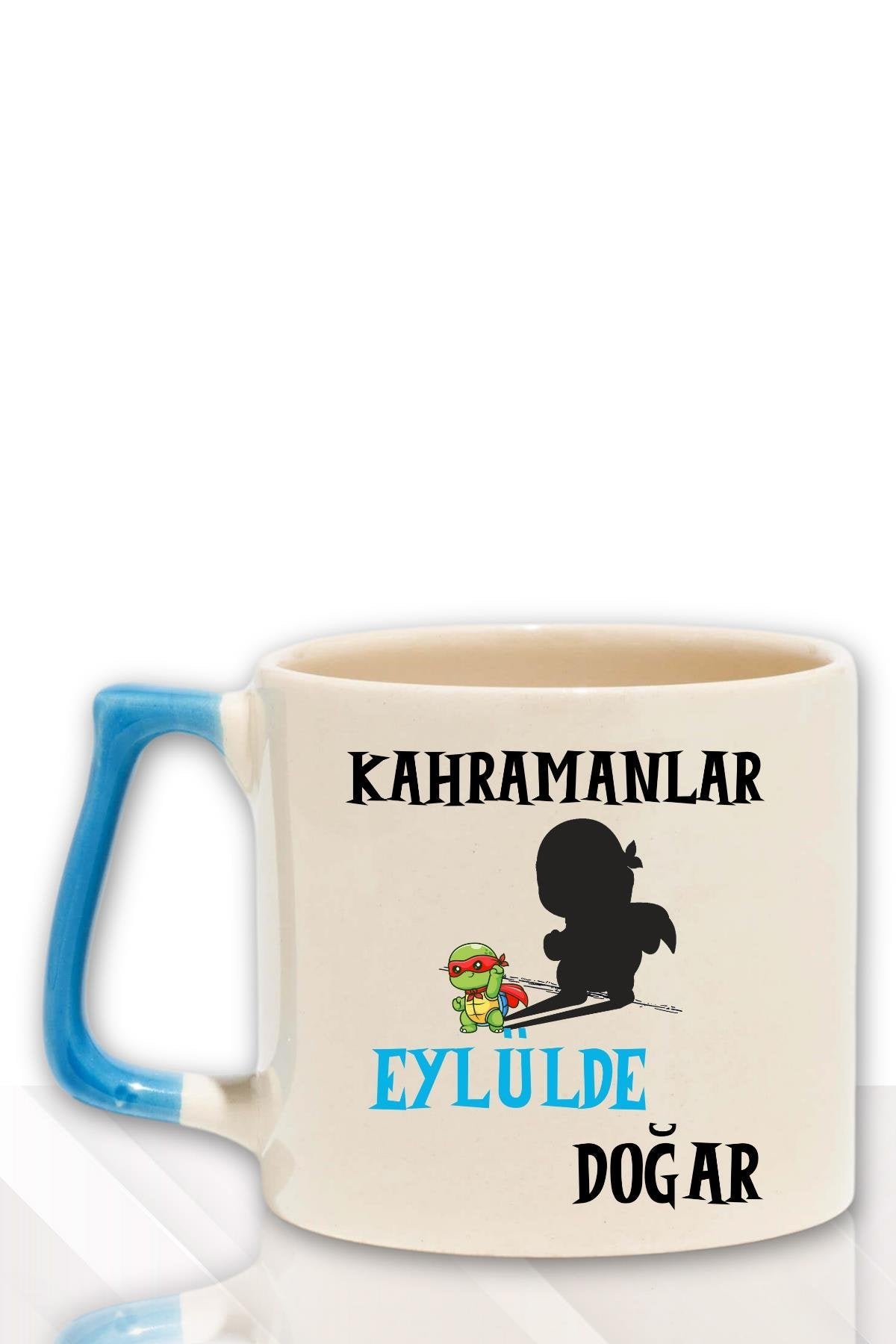 Kırmızı Kulplu Kahramanlar Ocakta Doğar Baskılı Eş Arkadaş Baba Doğum Babalar Gününe Hediyelik Kupa Bardak