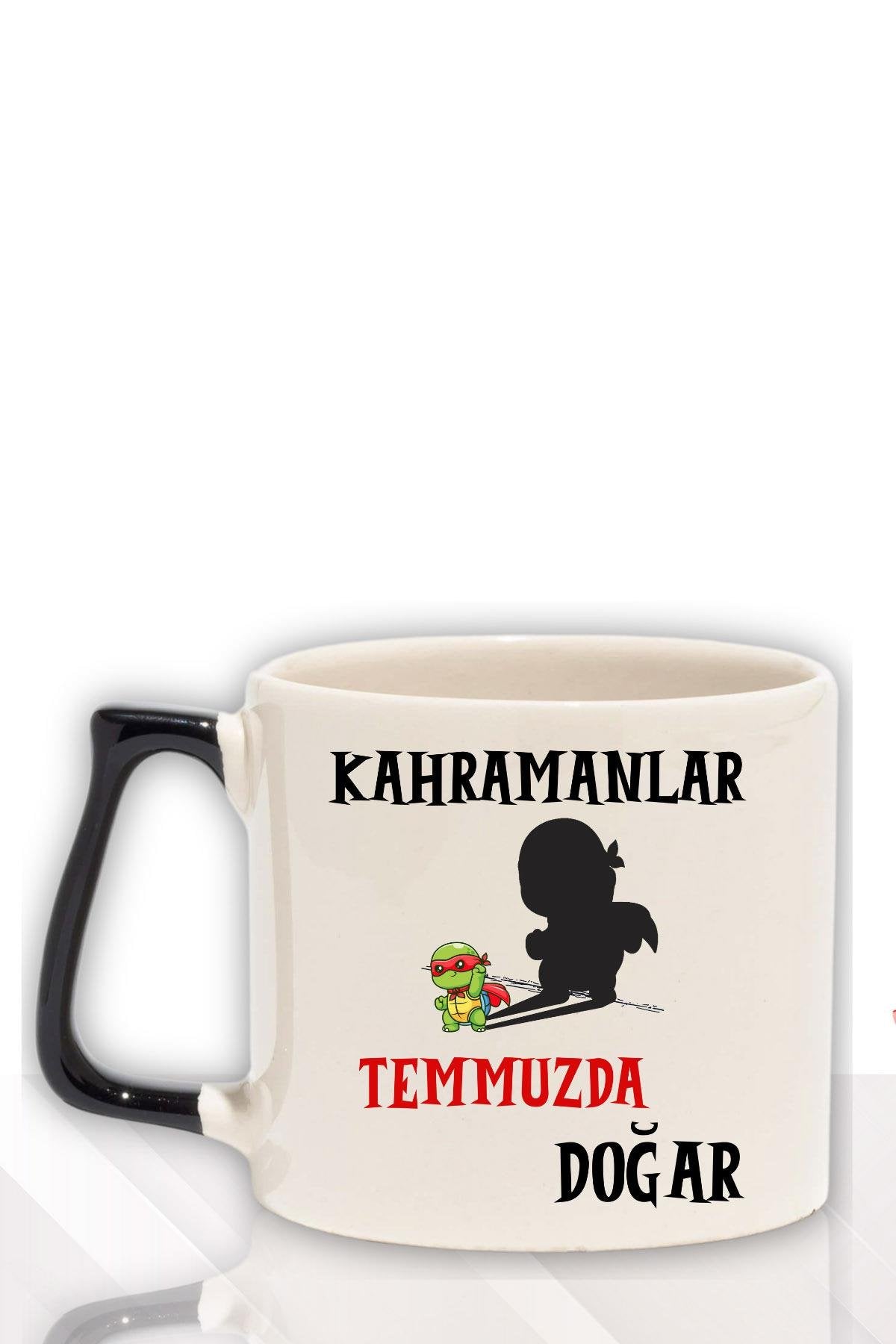 Kırmızı Kulplu Kahramanlar Ocakta Doğar Baskılı Eş Arkadaş Baba Doğum Babalar Gününe Hediyelik Kupa Bardak