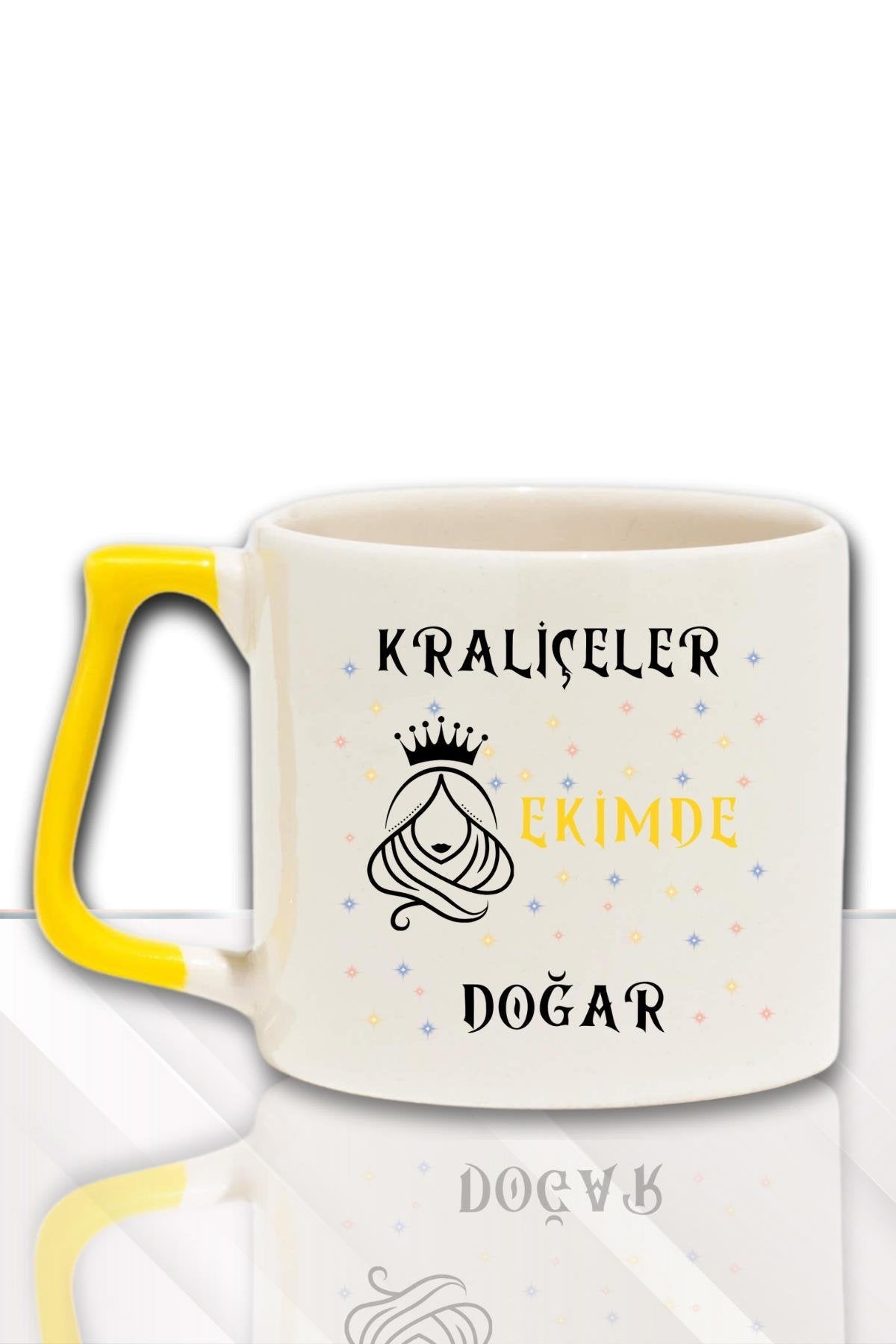 Kırmızı Kulplu Kraliçeler Ocakda Doğar Baskılı Arkadaş, Sevgiliye Doğum Günü Hediyelik Kupa Bardak