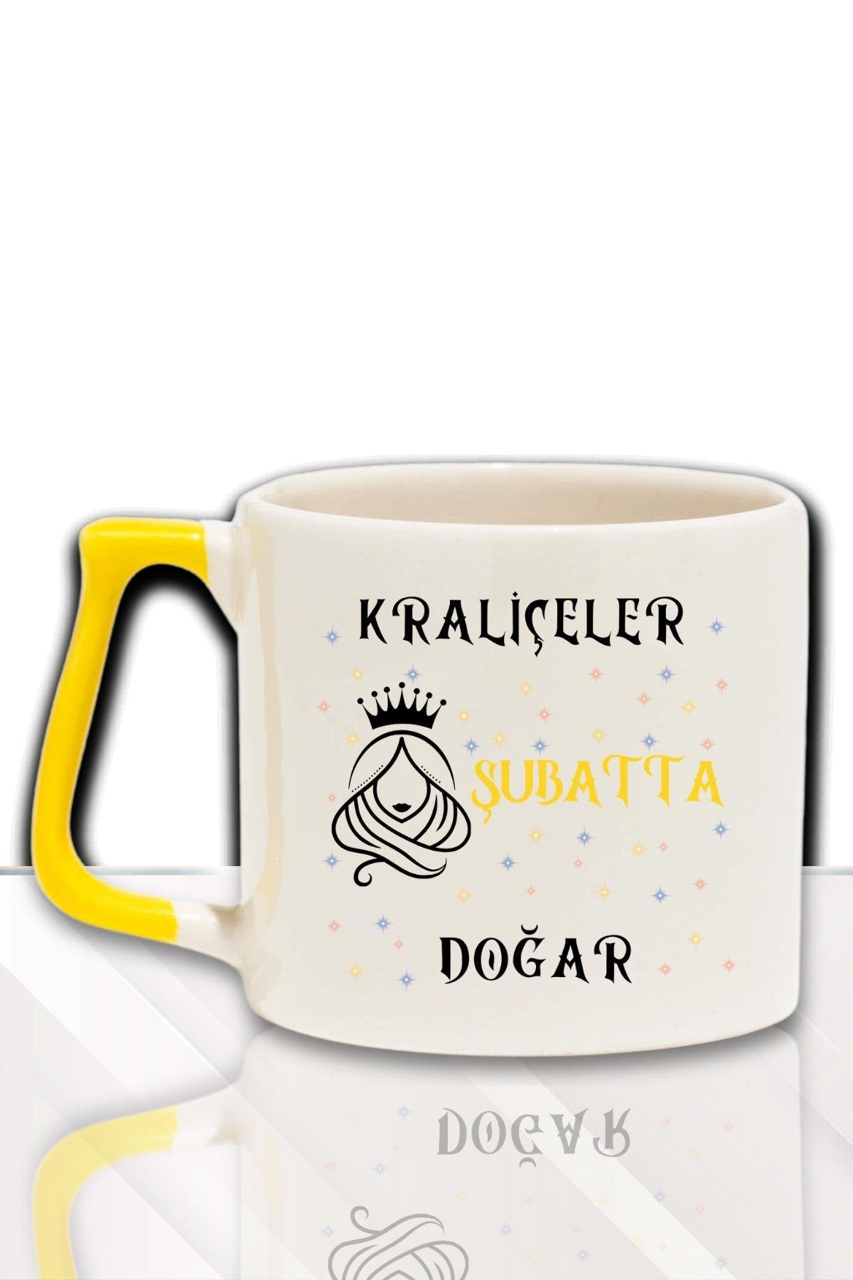 Kırmızı Kulplu Kraliçeler Ocakda Doğar Baskılı Arkadaş, Sevgiliye Doğum Günü Hediyelik Kupa Bardak