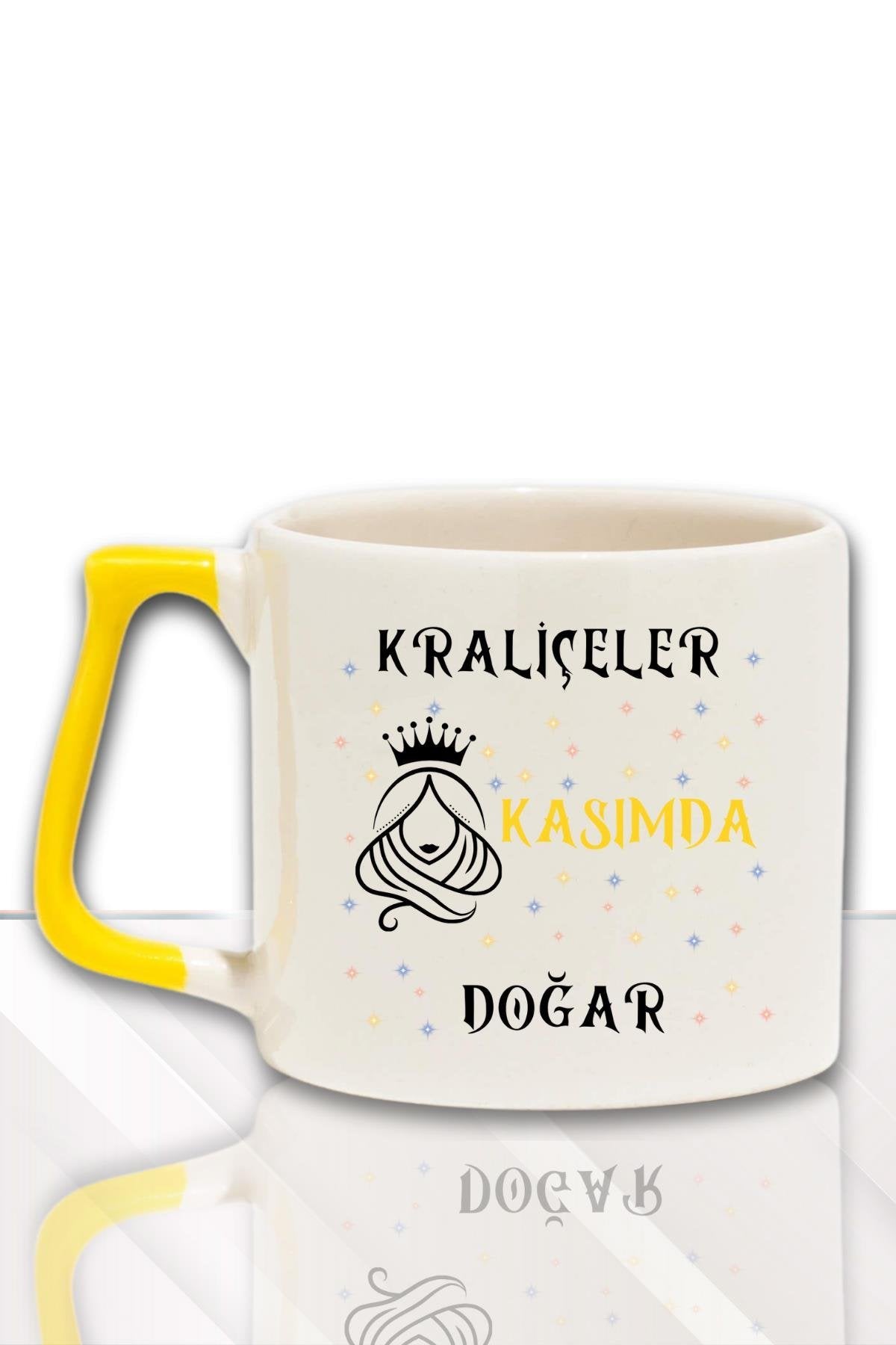 Kırmızı Kulplu Kraliçeler Ocakda Doğar Baskılı Arkadaş, Sevgiliye Doğum Günü Hediyelik Kupa Bardak