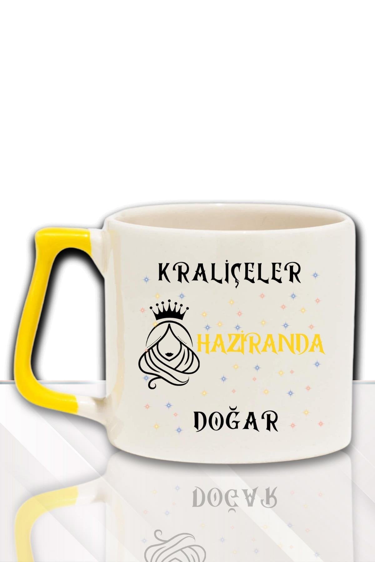 Kırmızı Kulplu Kraliçeler Ocakda Doğar Baskılı Arkadaş, Sevgiliye Doğum Günü Hediyelik Kupa Bardak