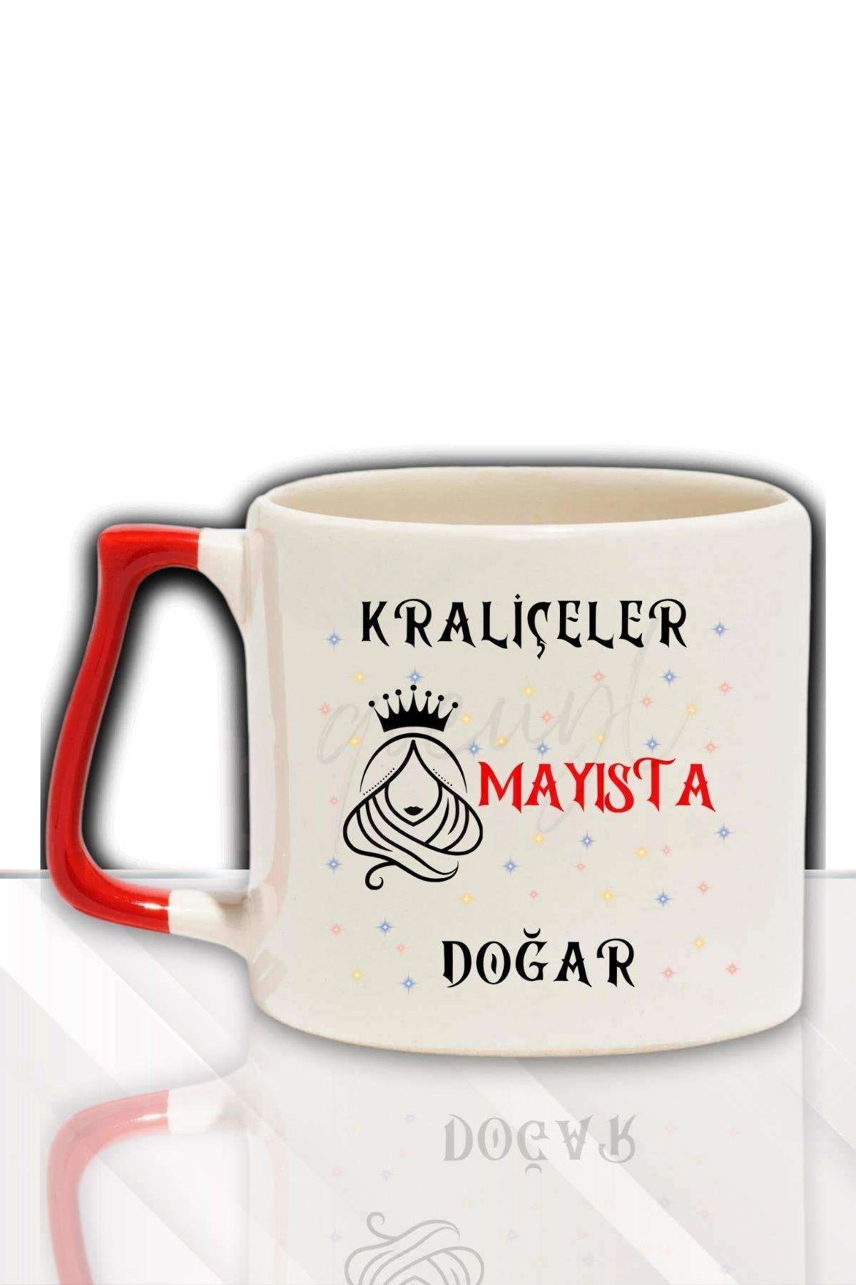 Kırmızı Kulplu Kraliçeler Ocakda Doğar Baskılı Arkadaş, Sevgiliye Doğum Günü Hediyelik Kupa Bardak