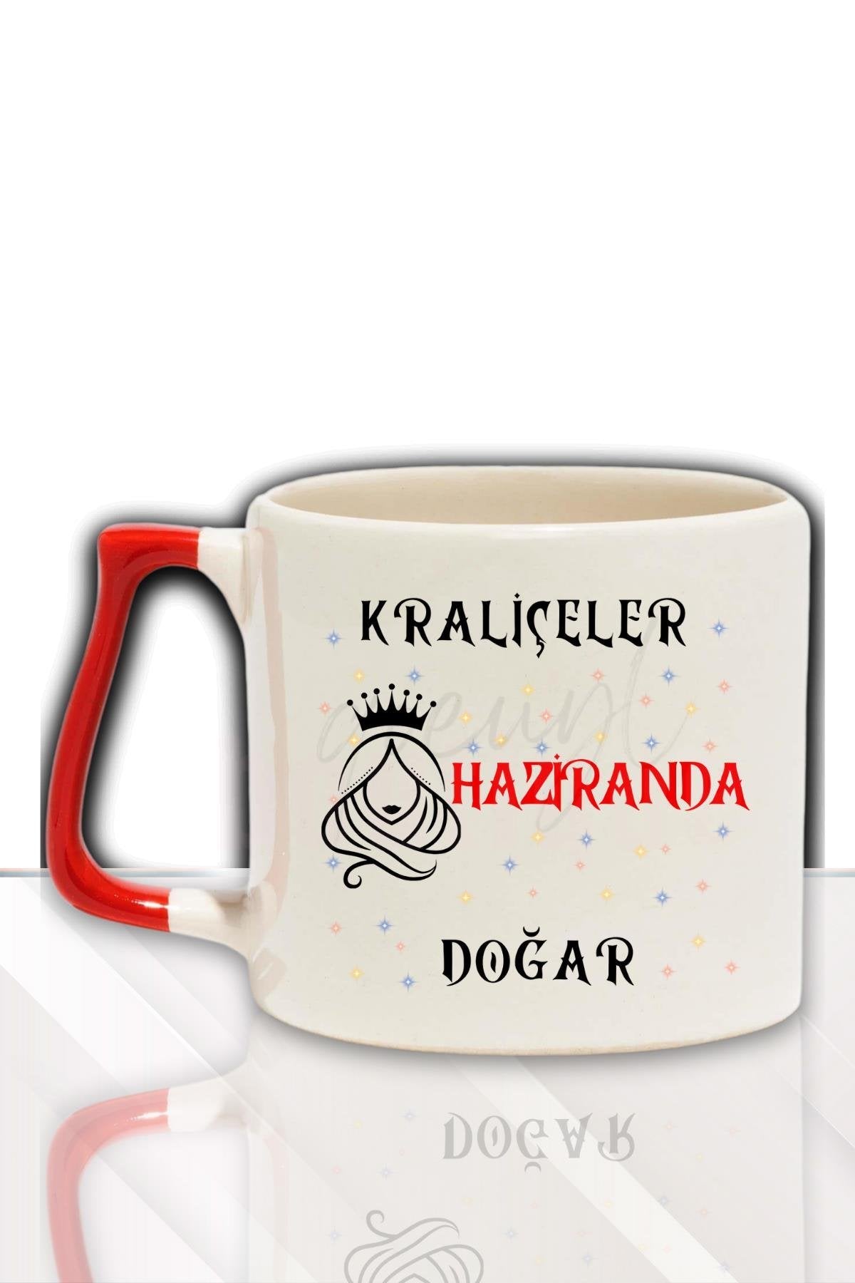 Kırmızı Kulplu Kraliçeler Ocakda Doğar Baskılı Arkadaş, Sevgiliye Doğum Günü Hediyelik Kupa Bardak