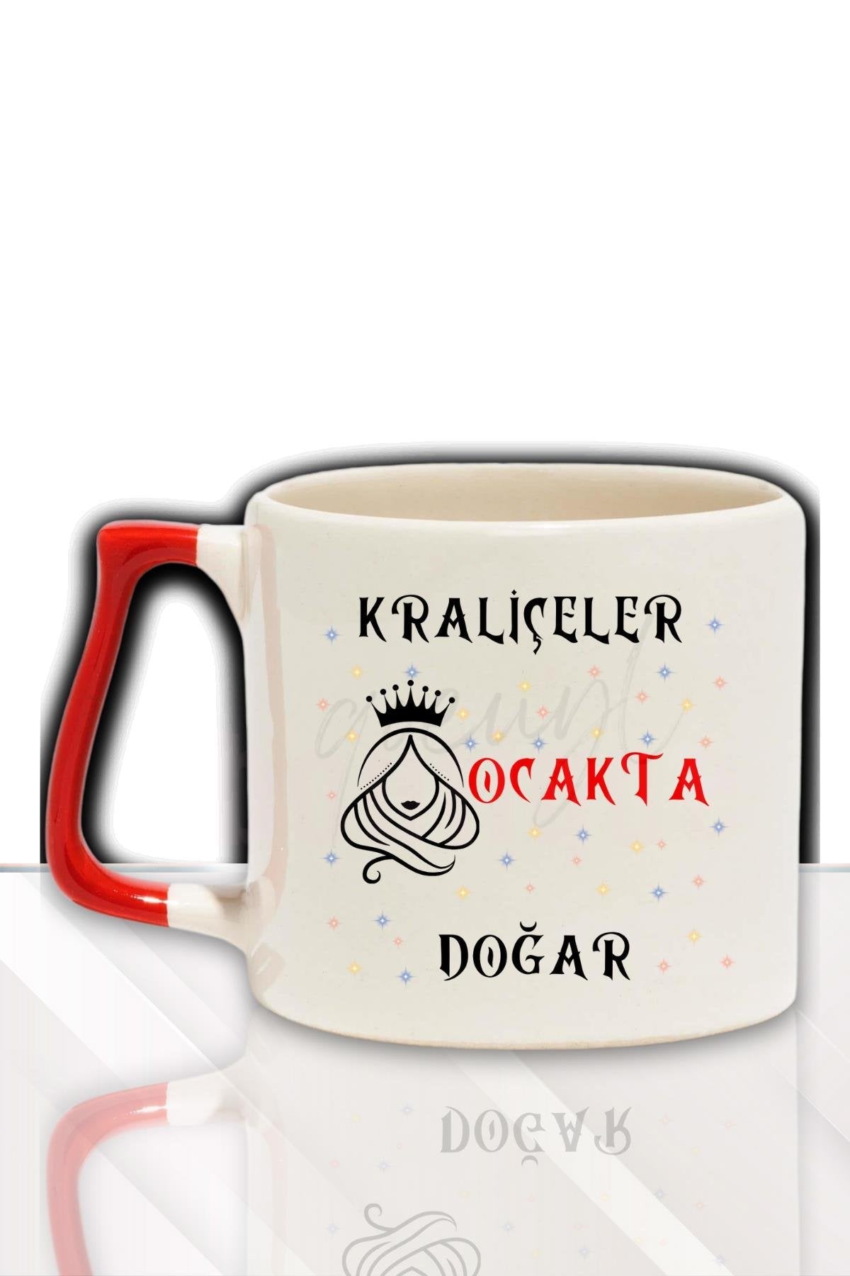 Kırmızı Kulplu Kraliçeler Ocakda Doğar Baskılı Arkadaş, Sevgiliye Doğum Günü Hediyelik Kupa Bardak