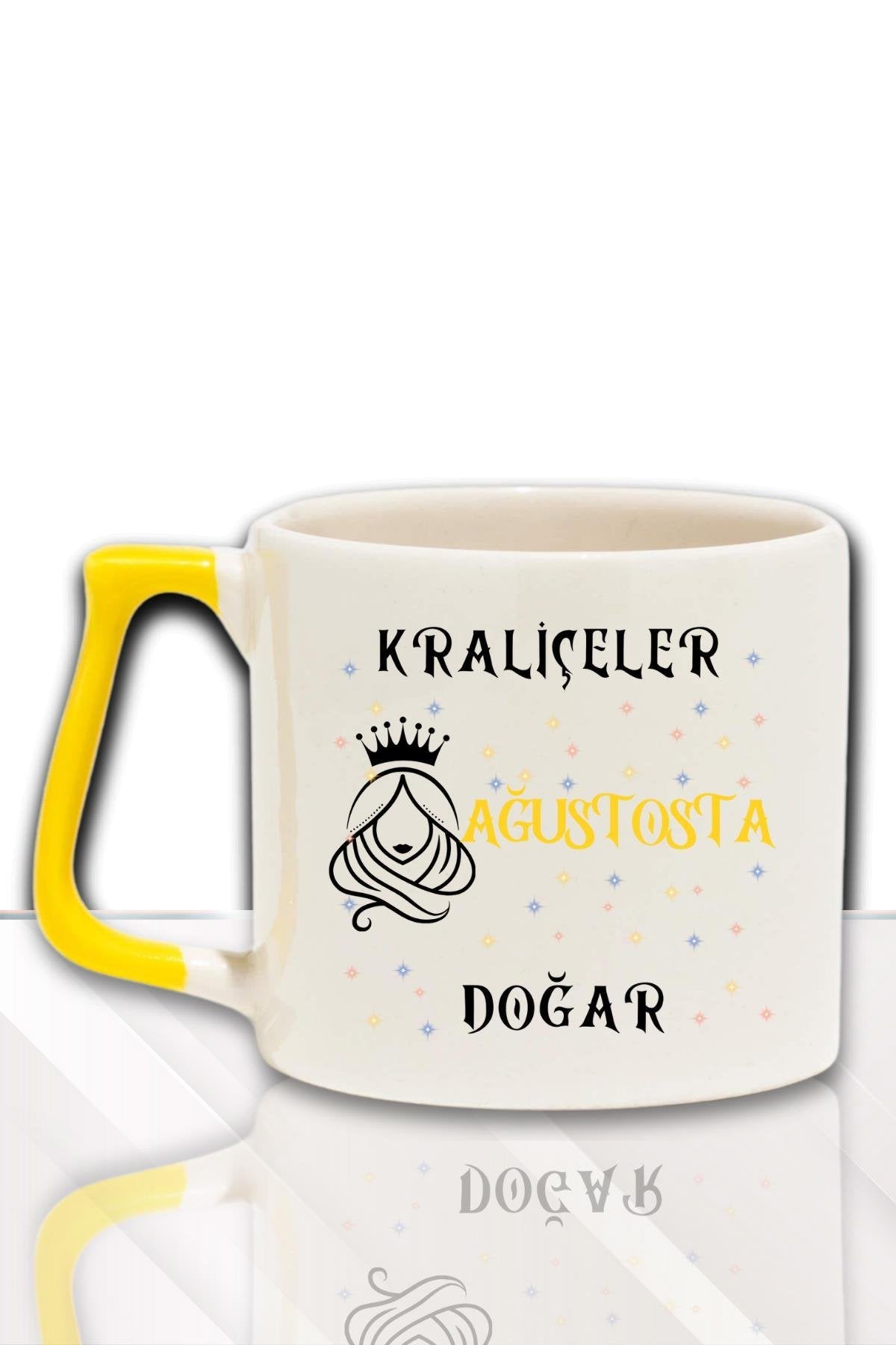 Kırmızı Kulplu Kraliçeler Ocakda Doğar Baskılı Arkadaş, Sevgiliye Doğum Günü Hediyelik Kupa Bardak