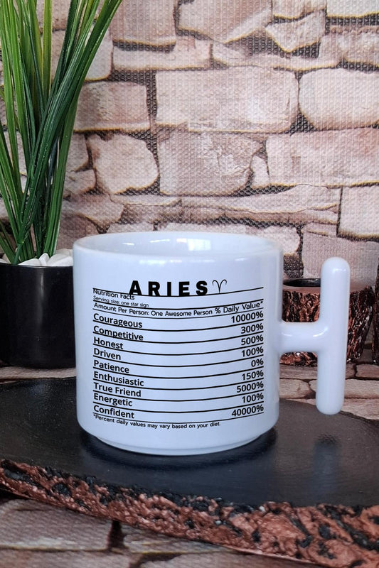 Koç Burcu Aries nutrition facts Esprili Hediyelik Baskılı T Kulplu Latte Fincanı Kupa Bardak