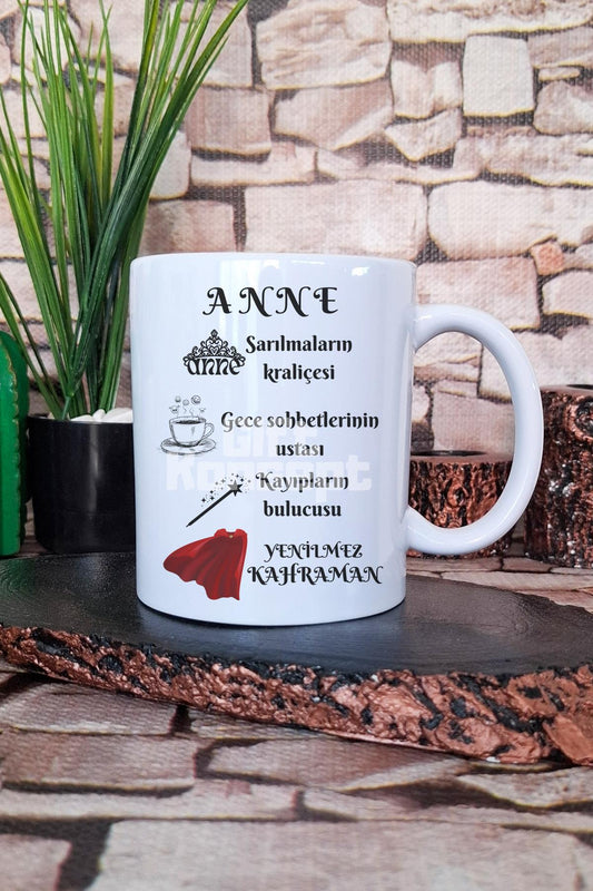 Kraliçe Anne Anneler Günü Anneye Hediyelik Baskılı Çay Kahve Sunum Kupa Bardak