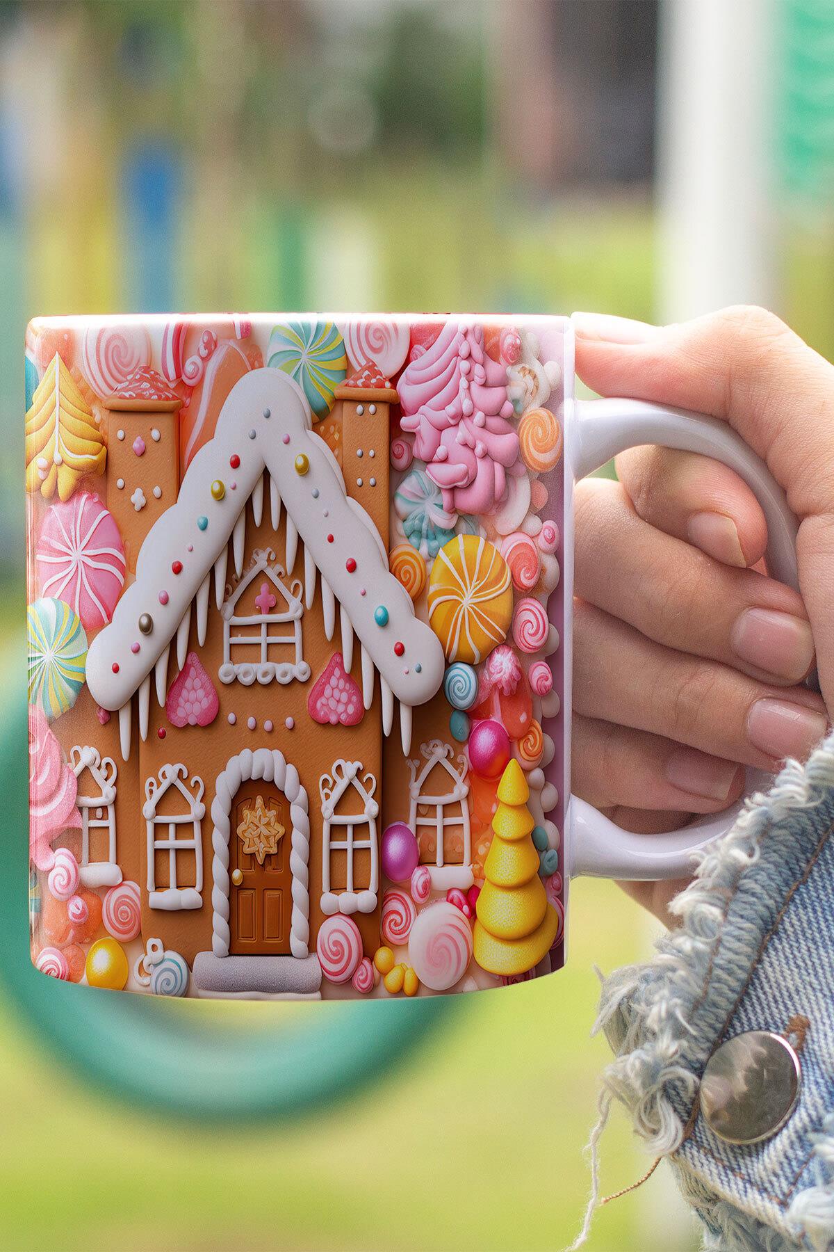 Kurabiye Evi 3D Tasarım Görünümlü Baskılı Kupa Bardak Mug