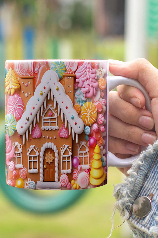 Kurabiye Evi 3D Tasarım Görünümlü Baskılı Kupa Bardak Mug