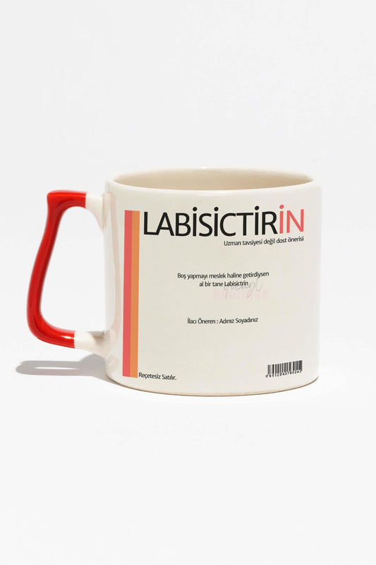 Labisictrin Kupa | Doktor Hemşire Eczacı Komik İlaç Tasarımı | Kırmızı Kulplu Seramik Bardak