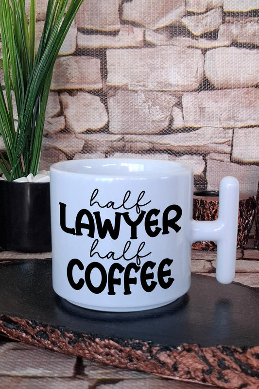 Lawyer Coffee Temalı Avukat Hediyelik Baskılı T Kulplu Latte Fincanı Kupa Bardak
