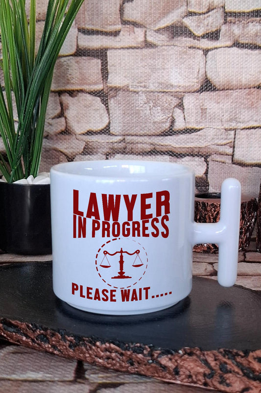 Lawyer In Progress Placement Wait Baskılı Avukat Hediye Baskılı T Kulplu Latte Fincanı Kupa Bardak