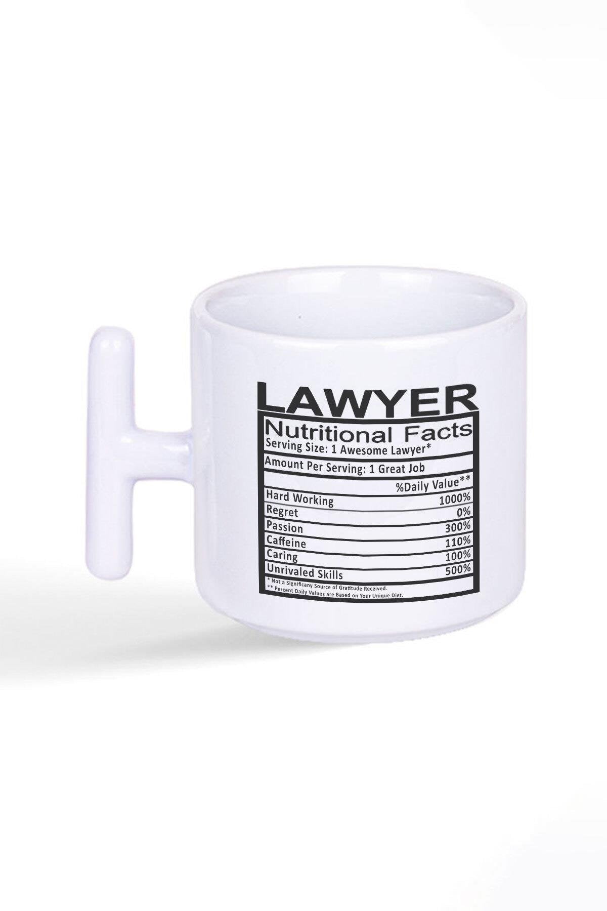 Lawyer Nutrition Facts Avukat Hediye Baskılı Latte Fincanı T Kulplu Kupa Bardak